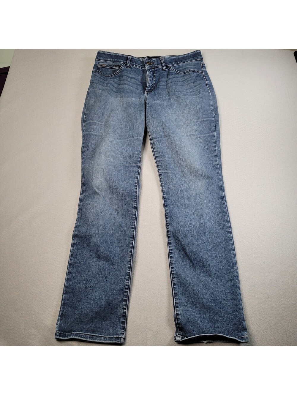 Lee Regular Fit Straight Leg Mid Rise Jeans Flex Motion Blue Denim Womens